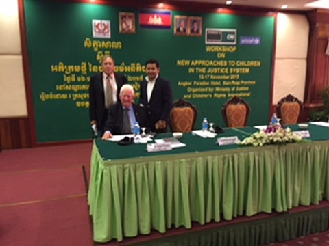 Bill with Alastair Nicholson (seated) and Kimleng at Child Justice seminar Phnom Penh